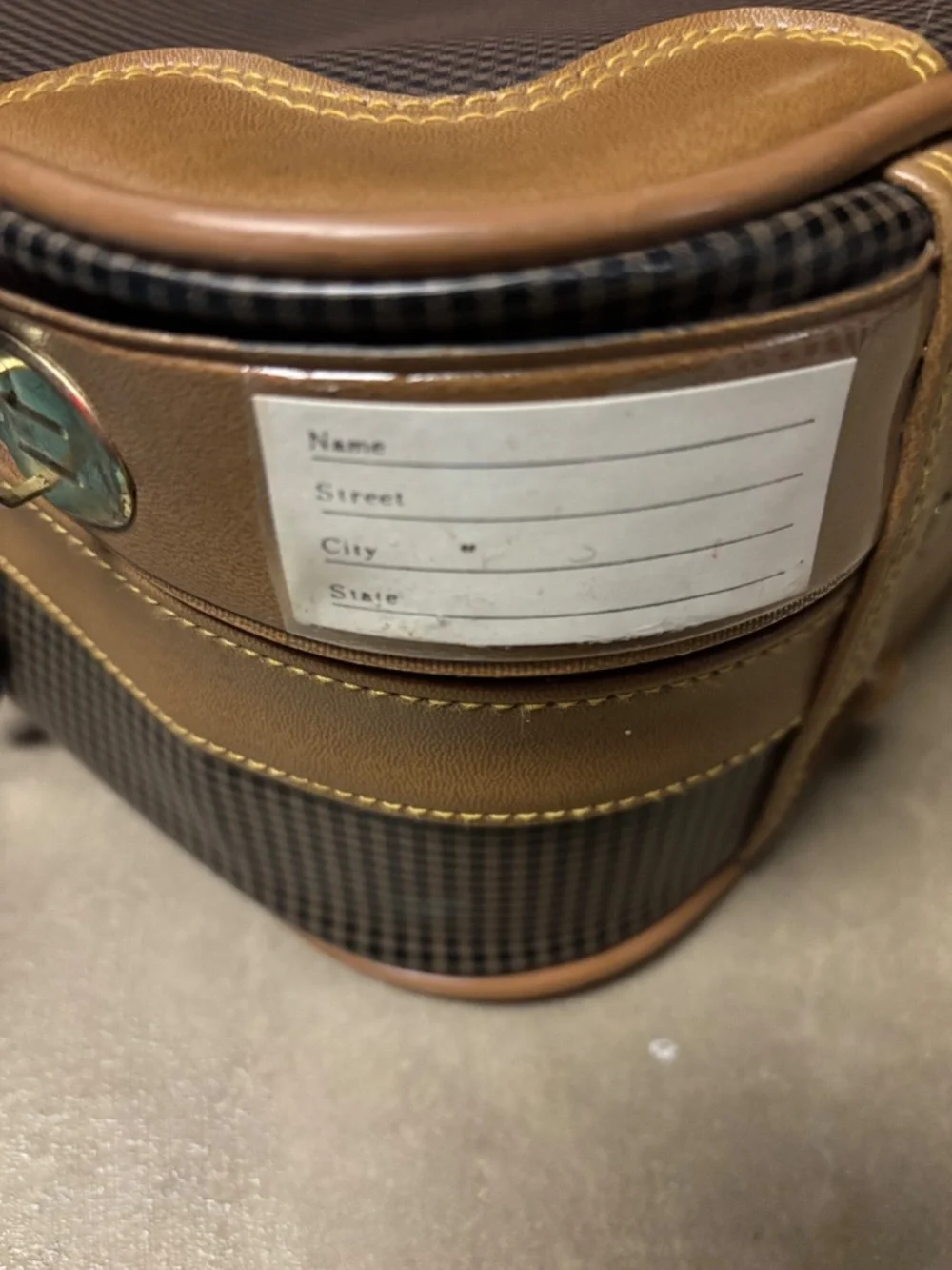 Vintage Admiral Luggage Brown Checkered Bag